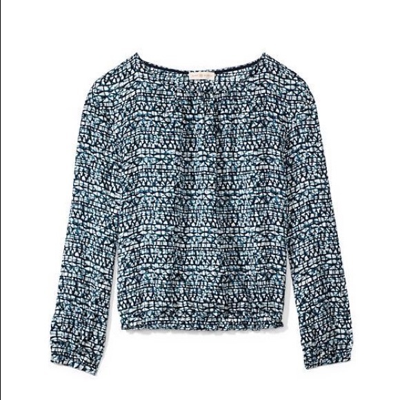 Tory Burch Silk Printed Honeycomb Blouse Top - Picture 2 of 8